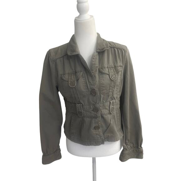 Mossimo  Women's Y2k/  Cargo Fitted Jacket Sz LG  Pockets Button Up - Picture 1 of 13